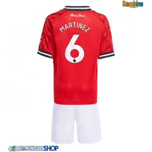 Maglie da calcio Manchester United Lisandro Martinez #6 Prima Maglia Bambino 2025-26 Manica Corta + Pantaloni corti)
